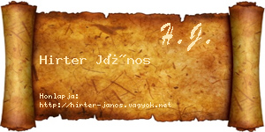 Hirter János névjegykártya